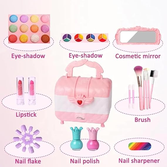VikriDA Washable Kids Make Up, Play Makeup Toys with Portable Carrying Case - Presents for Kids, Small