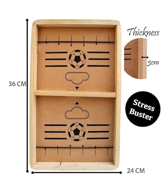 Vikrida Junior Fast Sling Puck Game Board String Hockey Toy (39 Cm) with 10 Coins, Wooden Party Game for Kids and Adults String Hockey Table Board Game