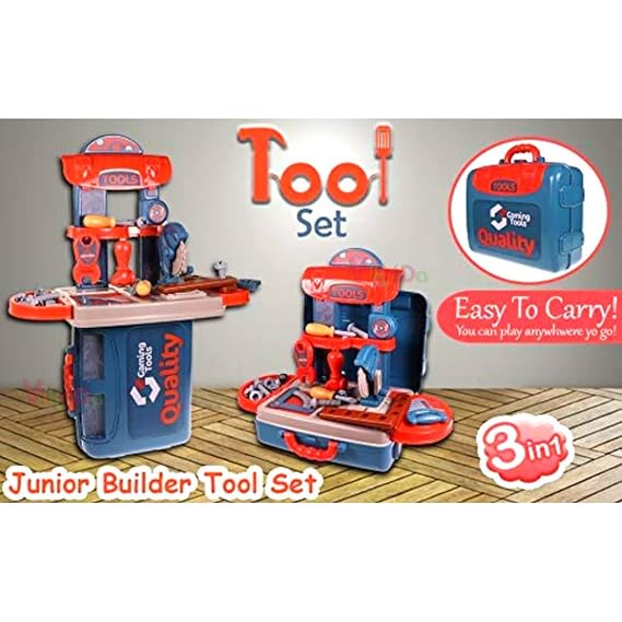 VikriDA Tool Set for Kids, Pretend Play Set Kit, Little Engineer Pretend Toolbox Construction Tools, Role Play Engineer Workshop Tool Kit, Assorted