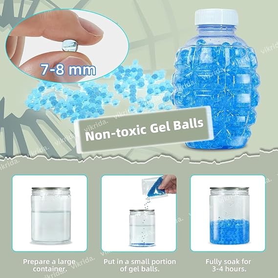 VikriDA Fresh Gel Blaster Gun Automatic Gun for adults Electric Operated Gun High Speed Upto 50 Feet Range Including 5000 Gel Balls Color Blue