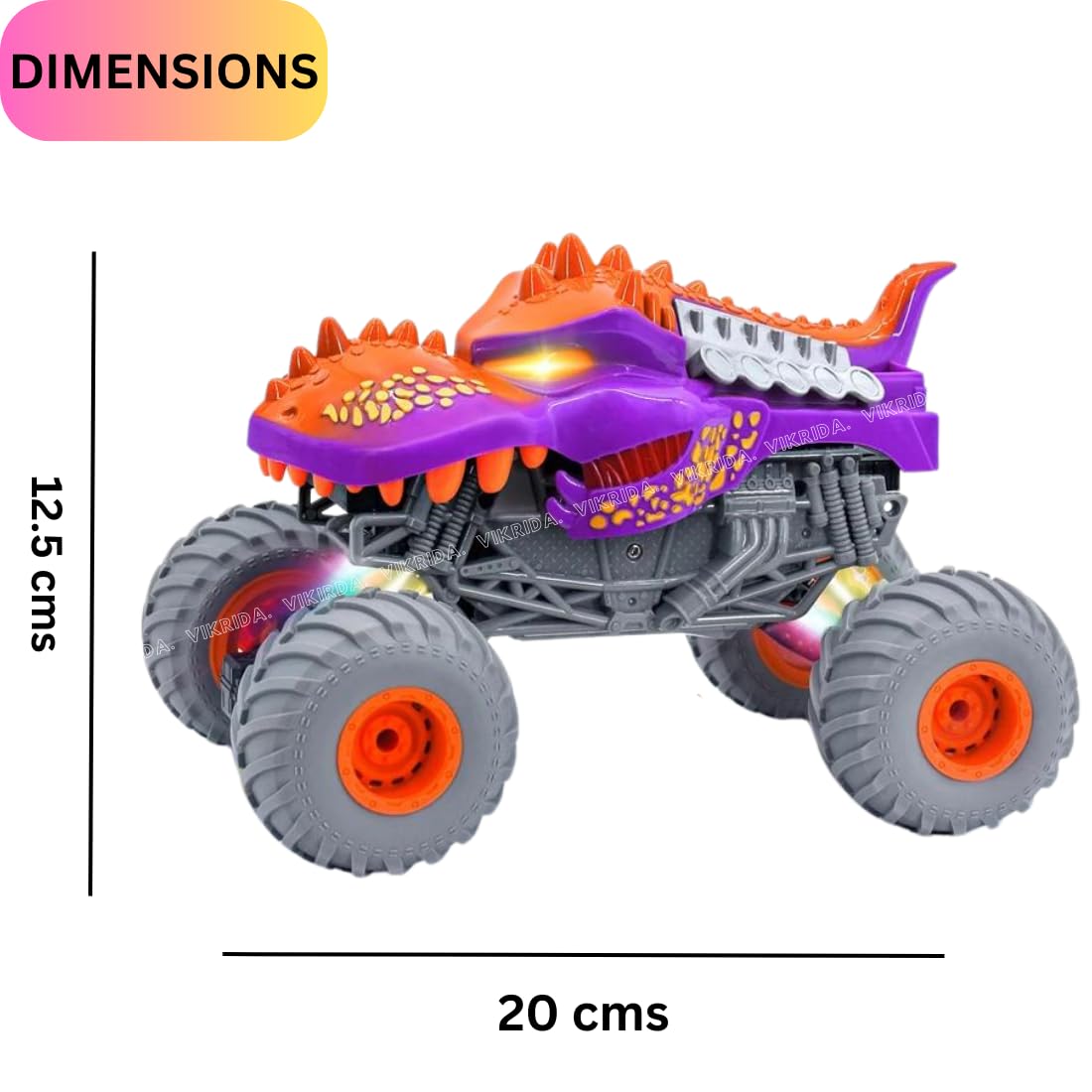 VikriDA 2.4GHz Remote Control Shark Trucks Toys for Kids with Light,