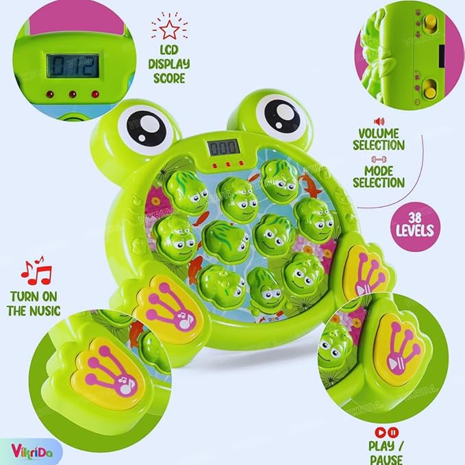 VikriDA Toys for 2 3 4 5 Year Old Boy,Toddler Toys Age 2-4, Frog Game,with 2 Modes,38 Levels, Music and Light-up, Baby Toy Gifts for Early Learning, Birthday Gift for Toddler Boy Toys