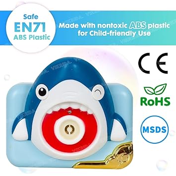 Camera Shaped Bubble Toy with Neck Strap and 1 bottle Solution