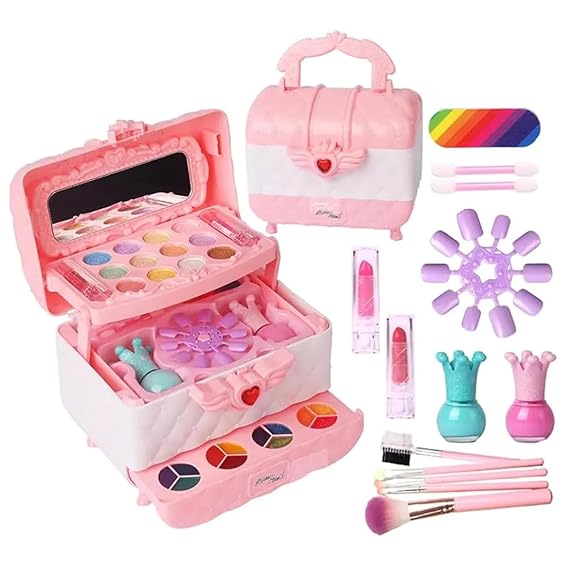 VikriDA Washable Kids Make Up, Play Makeup Toys with Portable Carrying Case - Presents for Kids, Small