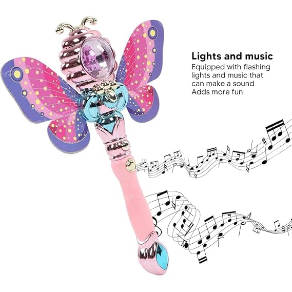 VikriDA Electric Light Up Magic Wand, Musical & Lightening Magic Wand Toy for Kids (Light Music Wing Wand)
