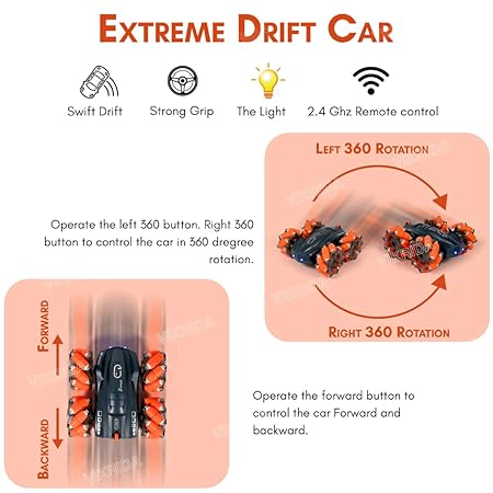 VikriDa 2.4GHz Extreme Drift Stunt Car Orange