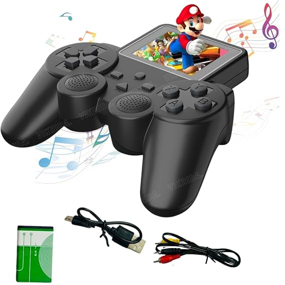 VikriDA Video Games for Kids 500 in 1 Controller Gamepad Video Game| Wireless Controller TV Attachable Video Player - Black