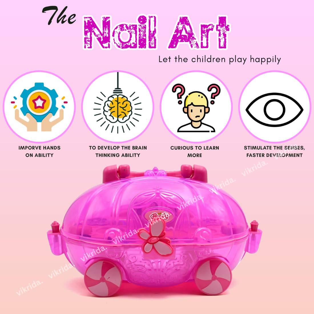 VikriDA Beauty Set Gift Toys for Girls Makeup Kit Car Set Washable Make up for Kids