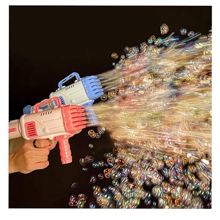 Vikrida Combo Set of 500 ml Bubble Solution with 25 Holes Bubble Gun Including Batteries Rocket Boom Bubble Gun, Bubble Makers for Kids (Batteries not Included)