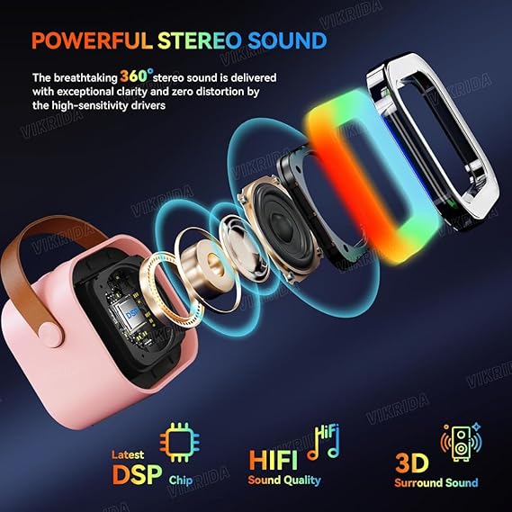 VikriDA Mini Karaoke Machine for Kids & Adults,Portable Bluetooth Speaker with 1 Wireless Karaoke Microphone,Music Toys Christmas Birthday Gifts for Girls & Boys 4,5,6,7,8,9,10,11,12 Year Old