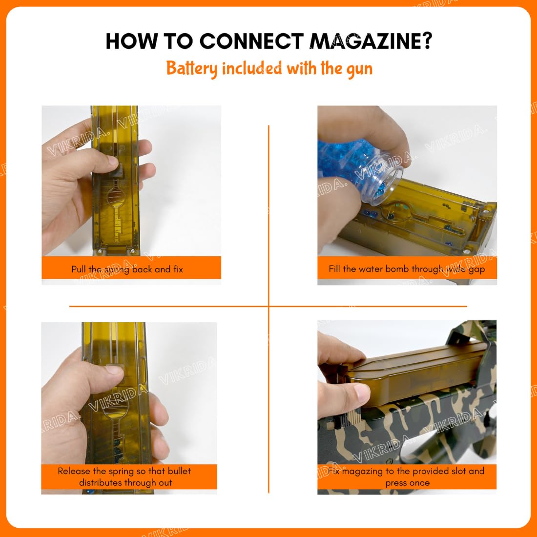 VikriDA Dual Mode (Automatic and Manual) Gel Ball Blaster Gun & Foam Blaster