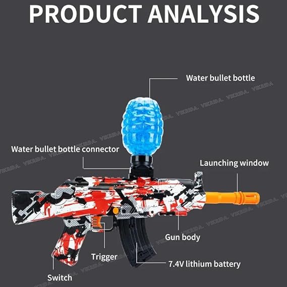 VikriDA Electric Gel Blaster Gun Splatter Ball Blaster with Water Beads for Activities Team for Adult Boys- Multicolour