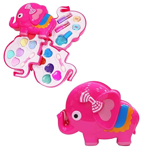 Vikrida Kids Makeup Kit for Girls Princess Real Washable Cosmetic Pretend Play Toys, Safe & Non-Toxic , Water Washable , Ideal Girls Gift for Parties and Makeovers. ( Elephant Shape )