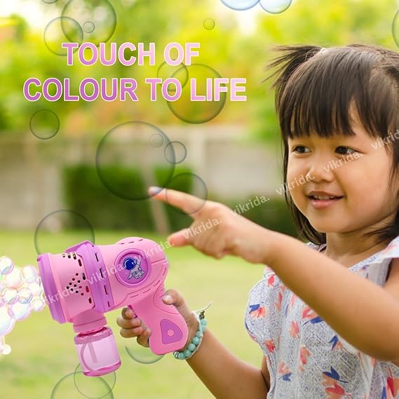 VikriDA Leak-Proof Design Automatic Bubble Gun for Kids & Toddlers with LED Light - inclu