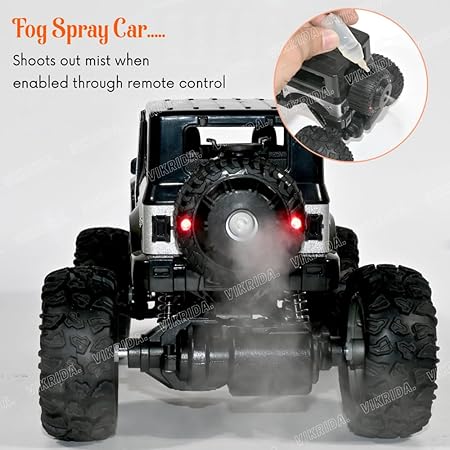 VikriDA Remote Control Car for Kids with Mist Smoke Effect 2 Wd Monster Truck Rock Crawler Climbing Rc Toy Vehicle Car for Boys and Girls- Silver