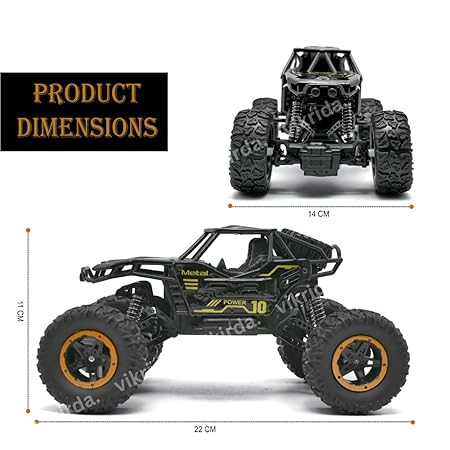 VikriDA Remote Control Car for Kids, Monster Truck Rock Crawler Climbing RC Toy Vehicle Car for Boys and Girls-Black