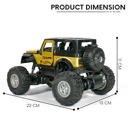 Remote Control Car for Kids with Mist Smoke Effect 2 Wd Monster Truck Rock Crawler Climbing Rc Toy Vehicle Car for Boys and Girls- Golden