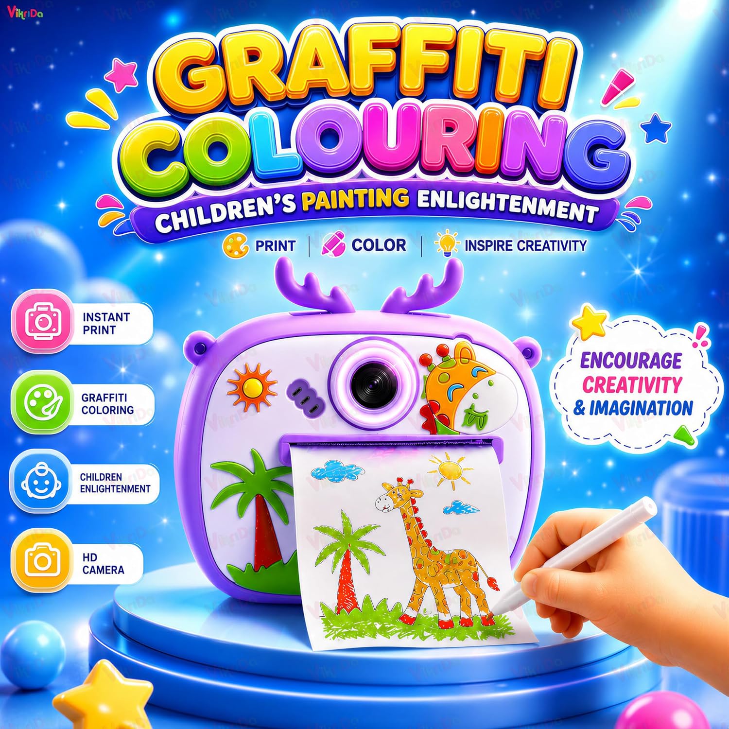 VikriDA Kids Instant Print Camera