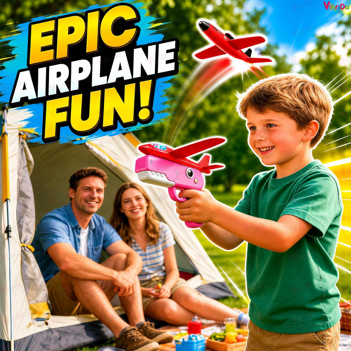 VikriDa Pink Dinosaur Foam Plane Launcher