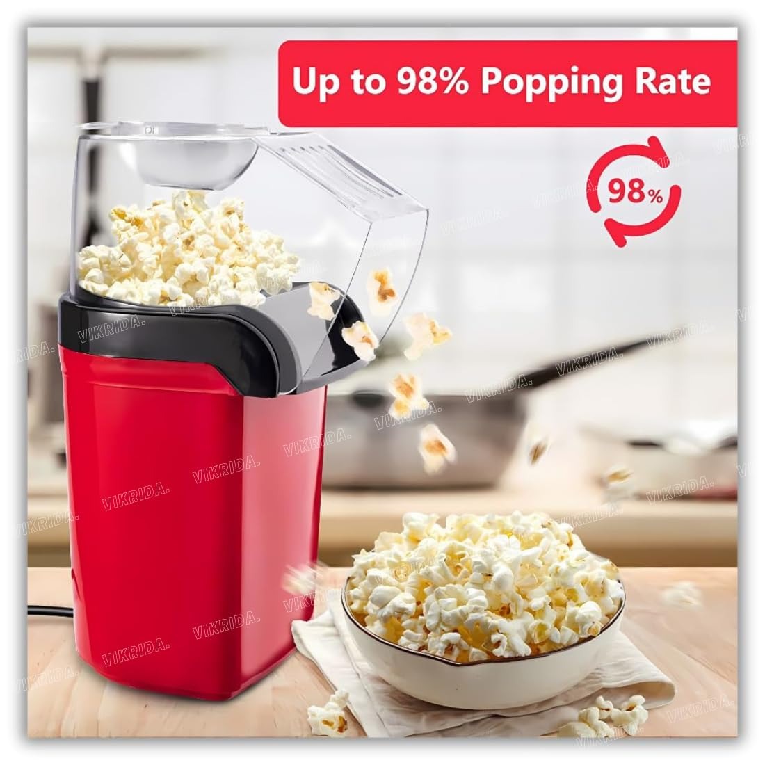 VikriDA 1200W Hot Air Popcorn Maker