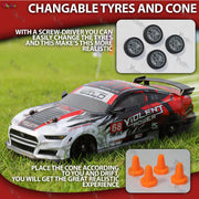VikriDa RC Grey Red Black Wild Drift Car for Kids