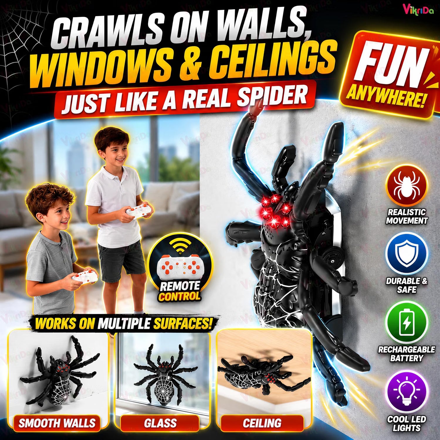 VikriDA Wall Climbing Spider RC Toy
