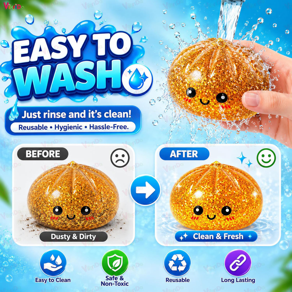 Vikrida Cute Dumpling Squishy Fidget Toy