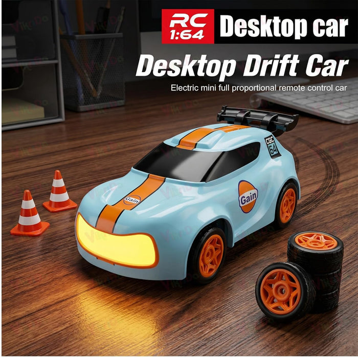 VikriDa Blue Orange 1:64 Mini RC Drift Car for Kids