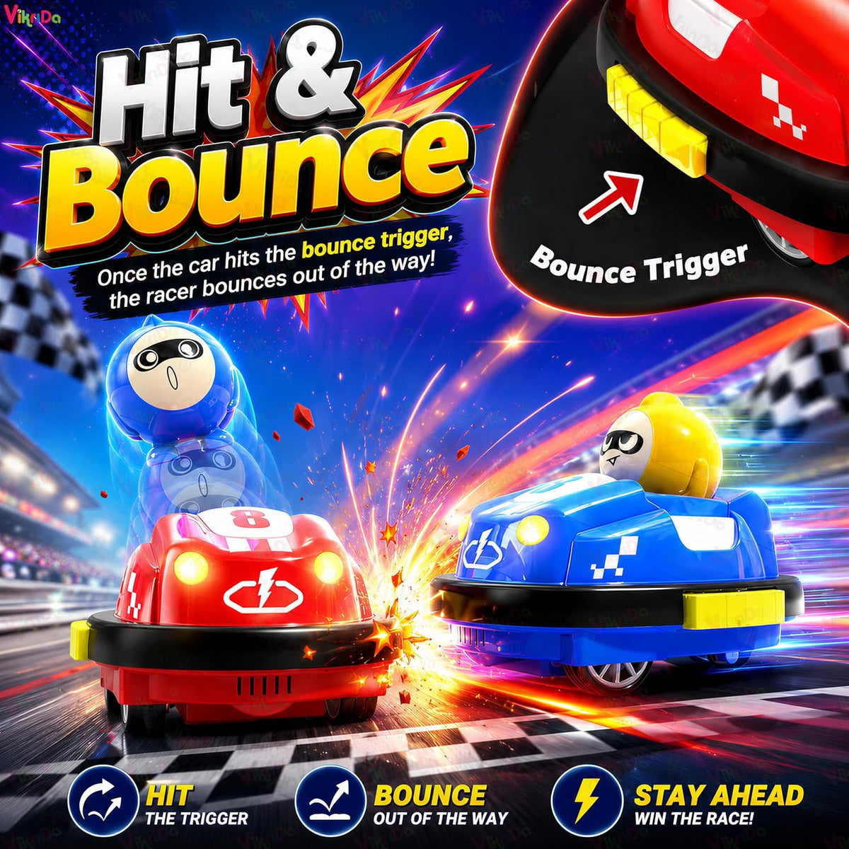 VikriDa Angry Bird Bumper Car – Bump and Go Toy Car for Kids