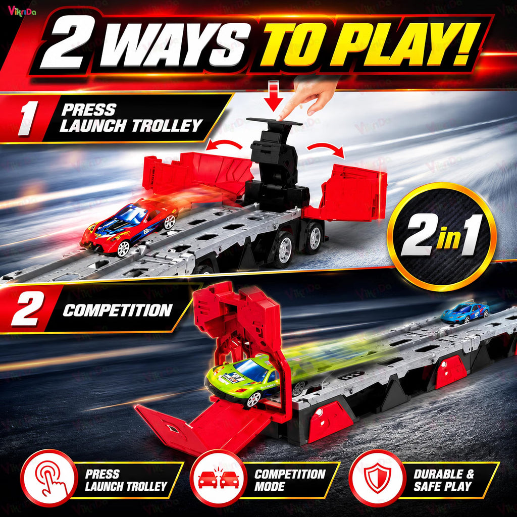 VikriDa Big Hauler Fire Truck Race Set