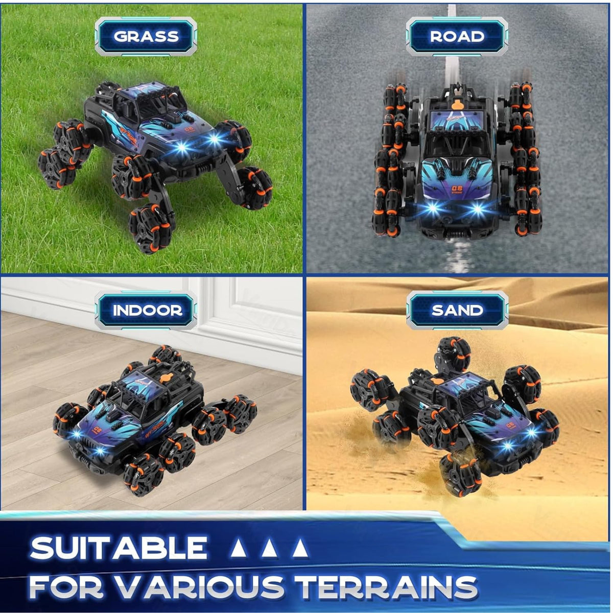 VikriDa Eight-Wheel Tattoo Off-Road RC Car for Kids