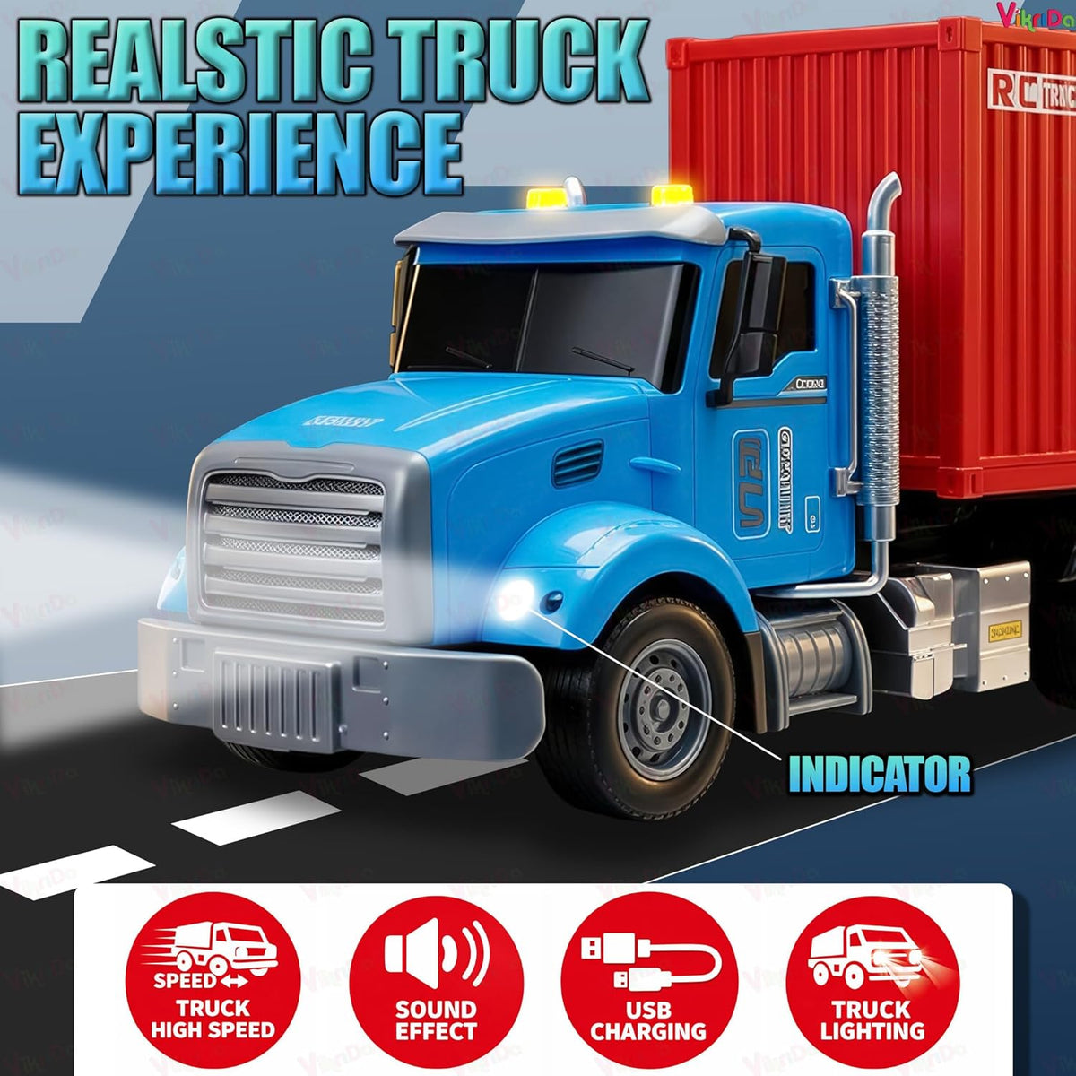VikriDa RC Cargo Truck – Remote Control Truck Toy for Kids