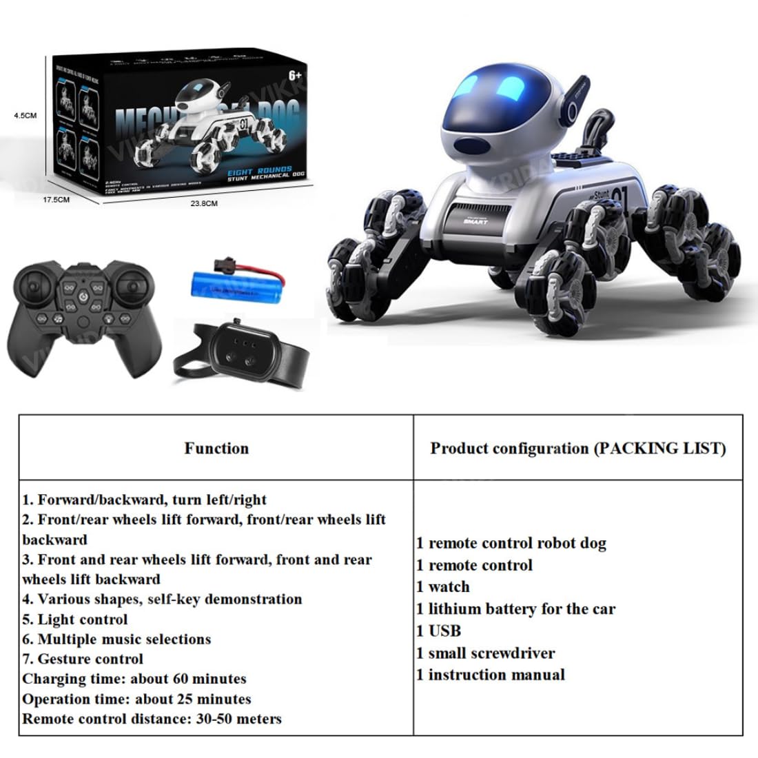 VikriDa Eight-Wheel Mechanical Robot Dog for Kids