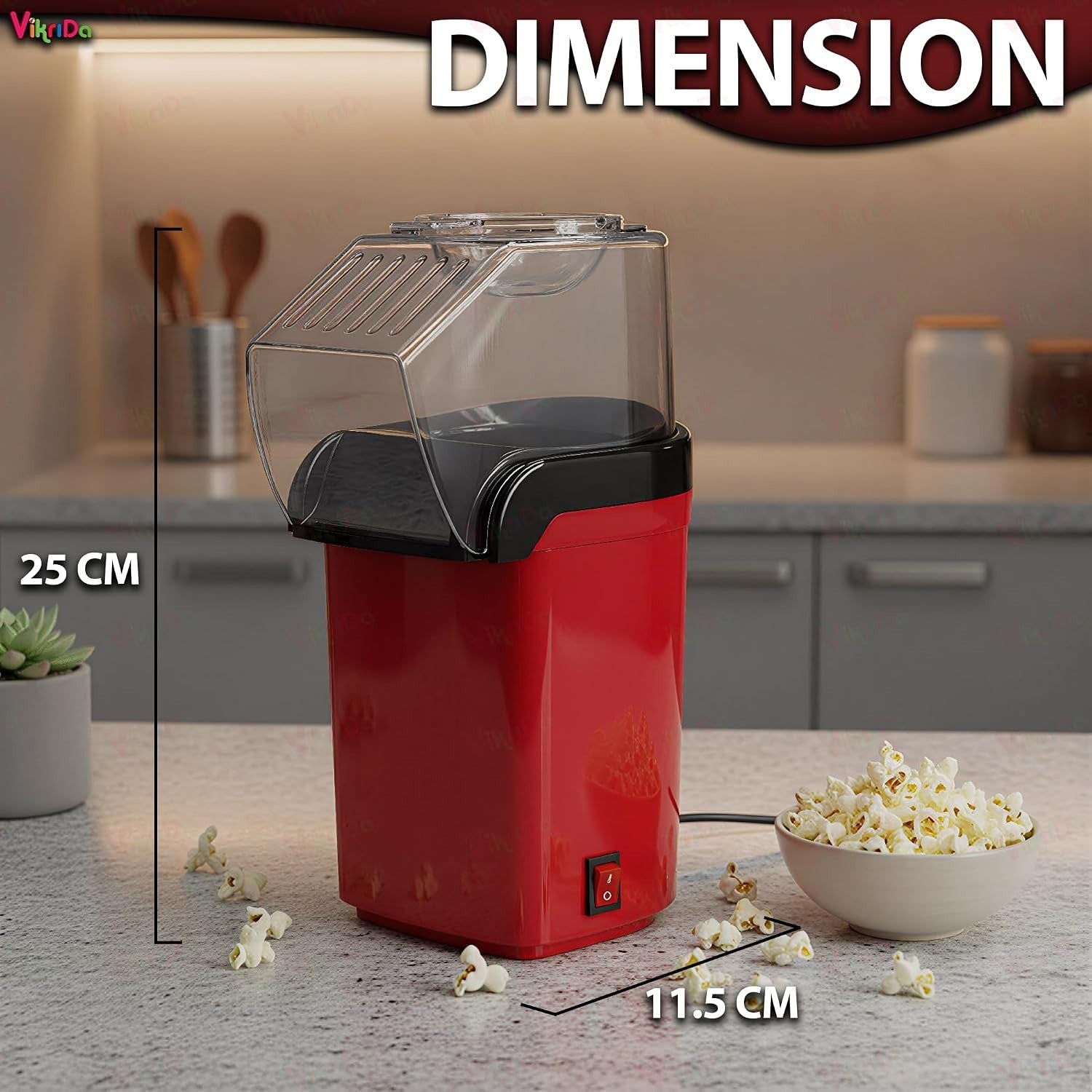 VikriDA 1200W Hot Air Popcorn Maker