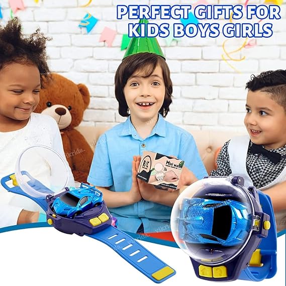 VikriDA 2.4 GHz Cartoon Mini Watch Car Toy, USB Rechareable Remote Control Toy, Wrist Racing Car Watch for Kids (One Watch Controller with One Car