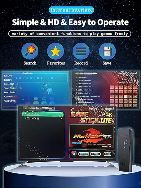 VikriDA 16 Bit HDMI Wireless Retro Handheld Game Console, 2.4Ghz Wireless Game Controllers, Dual-Player Gaming for kids