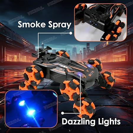 VikriDA Gesture Sensing Stunt Rc Cars, 8Wd Rechargeable Racing Drift Double-Sided Car, Hand Remote Control Crawler Toy for Boys 8 9 10 11 12 Year Old, Christmas Birthday Party Gifts for Kids - Orange