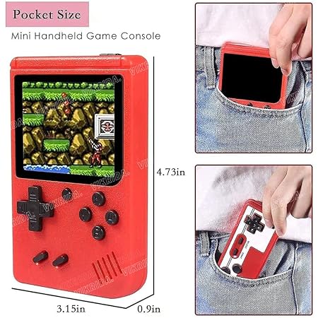 VikriDA Game Box 400 in 1: Handheld Retro Game Console with 400 Classic Games, 2 Player Capability, TV Output, Portable & Rechargeable, Perfect Gift for Kids 7-12