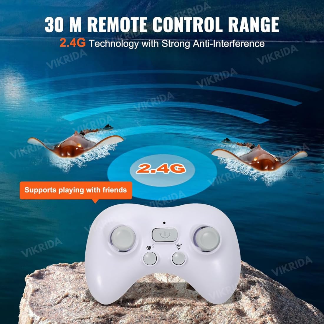VikriDa RC Swimming Stingray Fish – Remote Control Swimming Fish Toy
