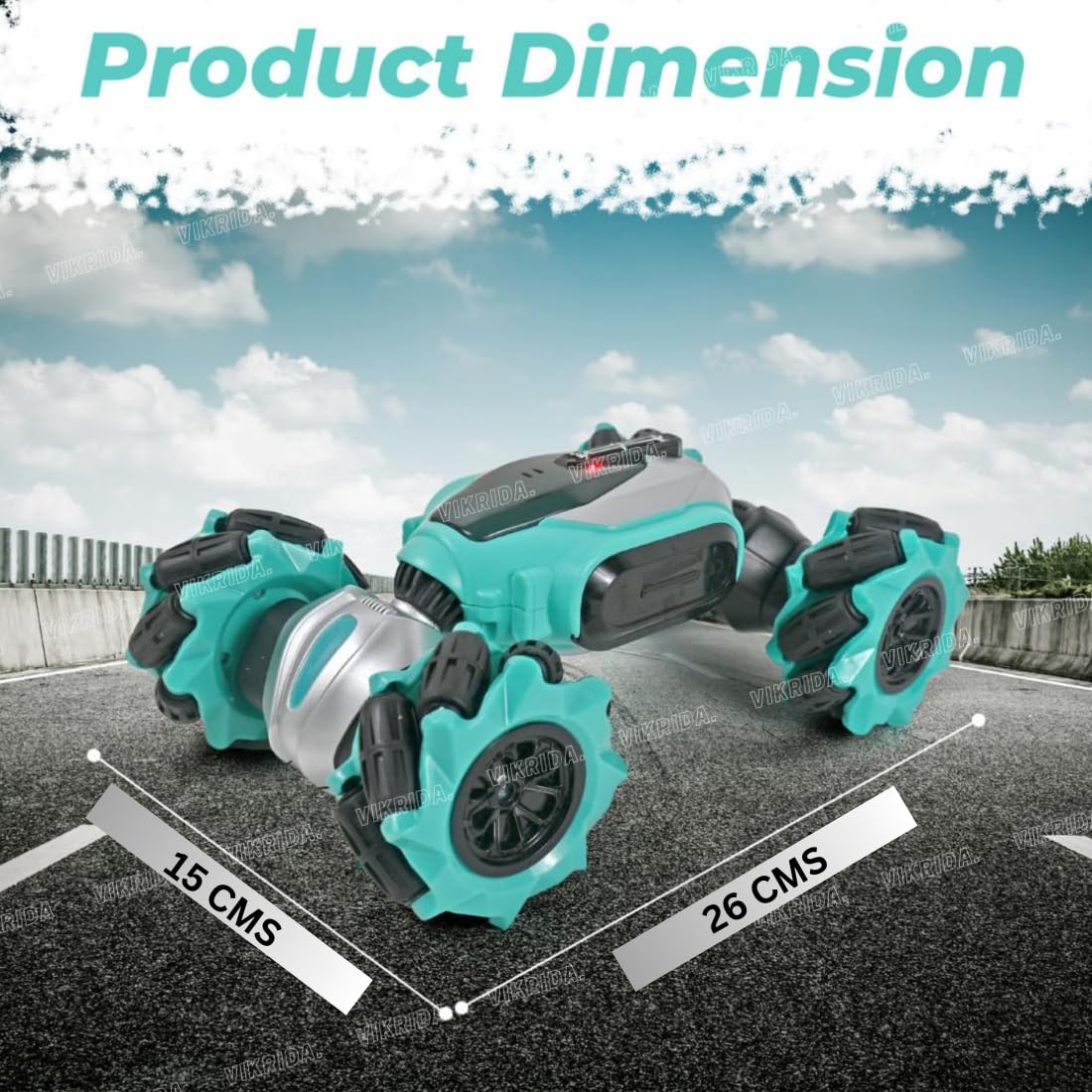 VikriDa Sky Blue Gesture Sensing Twist Stunt Car for Kids
