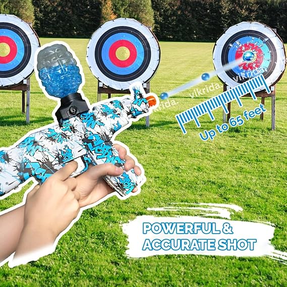 VikriDA Fresh Gel Blaster Gun Automatic Gun for adults Electric Operated Gun High Speed Upto 50 Feet Range Including 5000 Gel Balls Color Blue