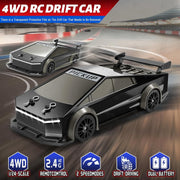 VikriDa RC Black Tesla-Style Pick-Up Drift Car for Kids