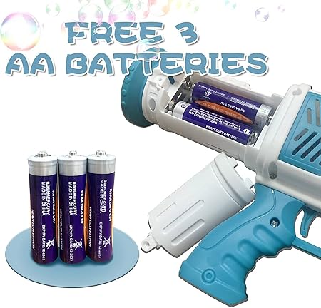Vikrida Combo Set of 500 ml Bubble Solution with 25 Holes Bubble Gun Including Batteries Rocket Boom Bubble Gun, Bubble Makers for Kids (Batteries not Included)