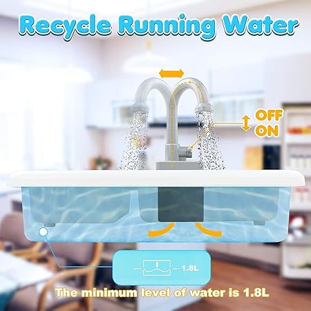 Vikrida kitchen sink kids toys - portable kitchenware and cooking accessories for boys and girls - pretend and role play games- Multi color