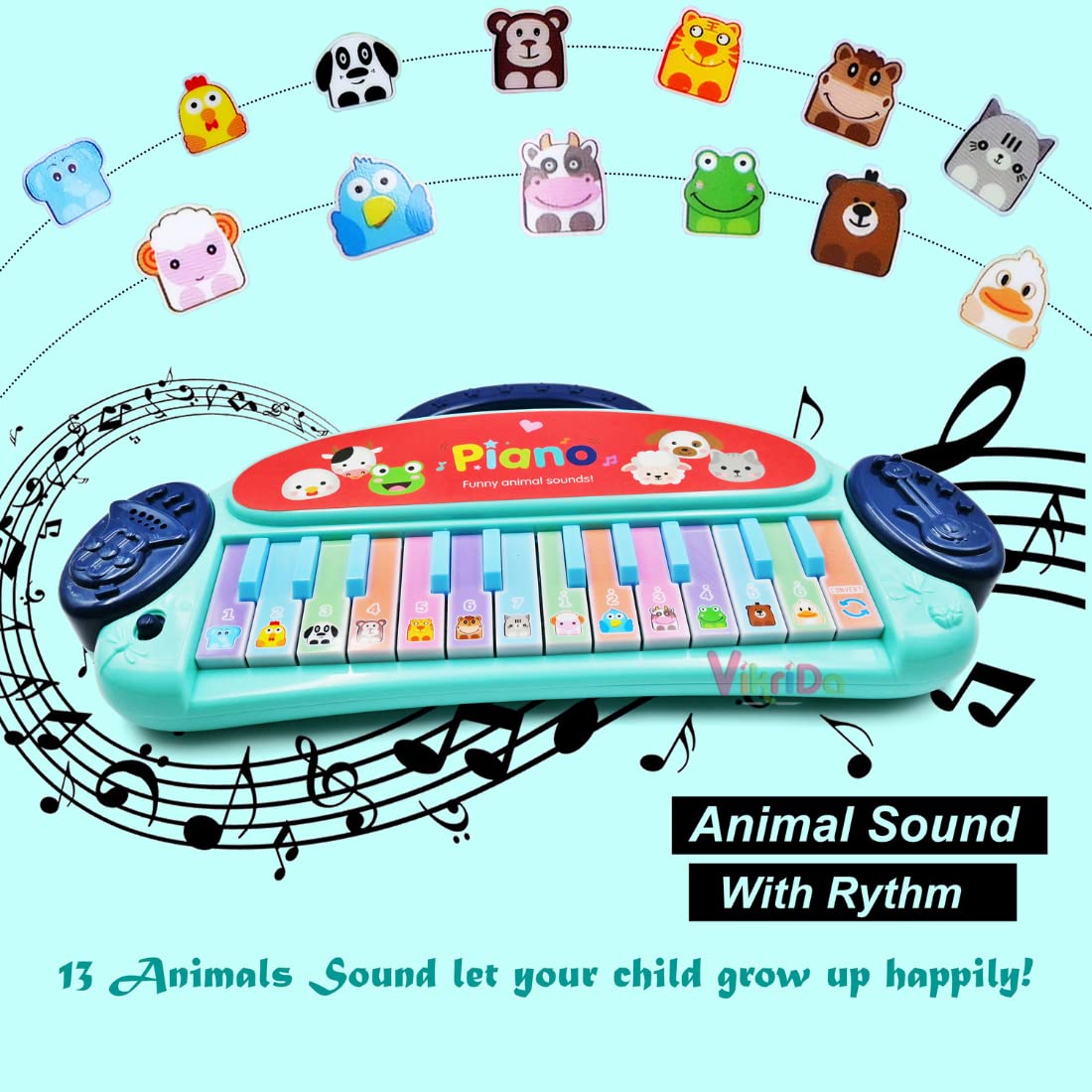 VikriDA Mini Piano Keyboard Toy for Kids Multifunction Baby Musical Instrument Educational Toys for Boys and Girls - Blue