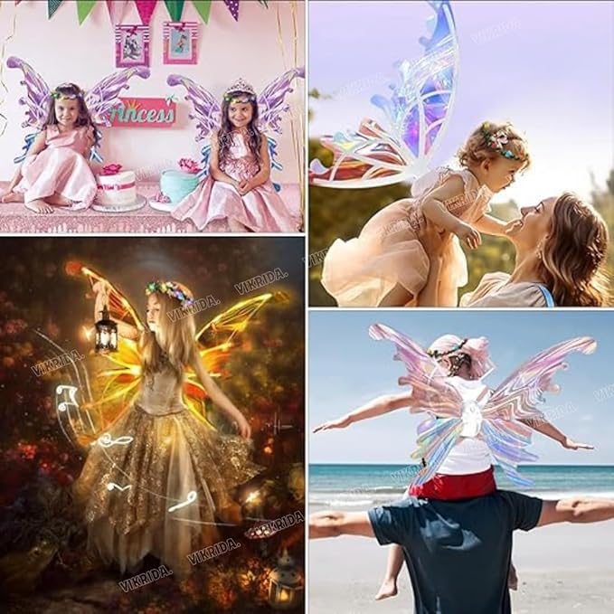 VikriDA Electric Fairy Butterfly Wings with Lights with Musical, Angel Fairy Princess Costumes Glowing Toys, Fancy Dress-up