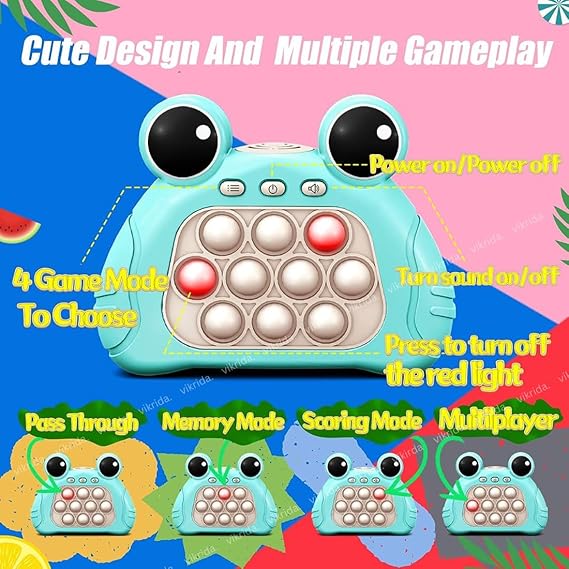 VikriDA Push Puzzle Game Machine, Electronic Pop Light Up Toys for Toddler Kid, Sensory Fidget Toys for Kids - Green