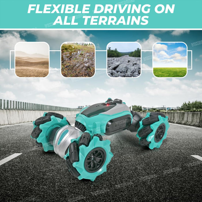 VikriDa Sky Blue Gesture Sensing Twist Stunt Car for Kids