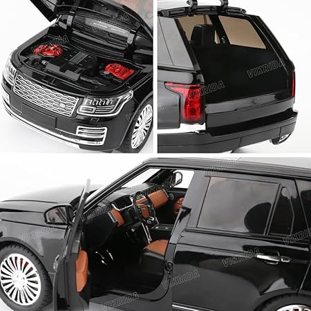 VikriDA 1:24 Scale Diecast Model Car - Range Rover with Sound and Light - Pullback Vehicle Toy Collection for Kids, Black