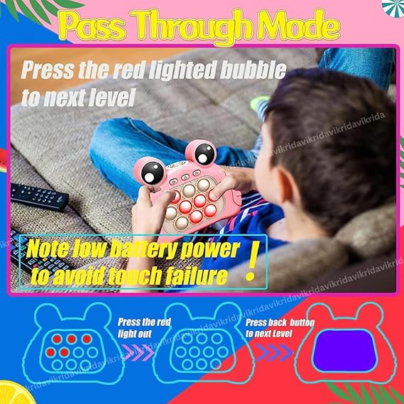 VikriDA Push Puzzle Game Machine, Electronic Pop Light Up Toys for Toddler Kid, Sensory Fidget Toys for Kids - Pink